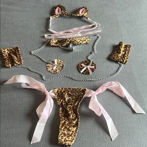 Dreamgirl Leopard and Pink Sequin Underwear Set